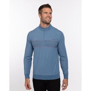 Travis Mathew Splash of Color 1/4 Zip Golf Mid-Layer – Heather Mid Blue
